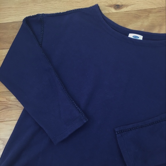 Old Navy Sweaters - Old Navy Navy Blue Top with Lace Sleeves